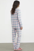 Sıfır Yaka Desenli Polar Pijama Takım - Pembe - 6