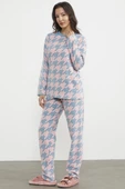 Sıfır Yaka Desenli Polar Pijama Takım - Pembe - 3