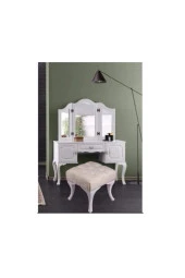 Ünüvar Konsept Dekoratif Kare Puf Bench - Krem - 1
