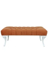 İndirim Çadırı Vinda Kaptioneli Ayakucu Bench Puf 90 Cm Turuncu- Taş Düğmeli - 2