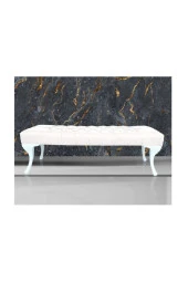 Ünüvar Konsept Dekoratif Dikdörtgen Puf Bench - Beyaz - 1