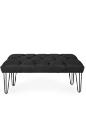 Wuxor Helen Kapitoneli Siyah Triple Lüks Metal Ayaklı Puf Bench - 1