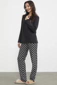 Kareli Çift Renk Pijama Takım - Siyah thumbnail 3