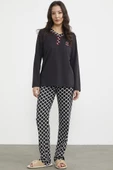 Kareli Çift Renk Pijama Takım - Siyah thumbnail 1