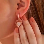 ​Lucky Life 925 Ayar Gumuss Rose Sallantılı Kalp Lucky Life Lucky Life Kadın Küpe - 2