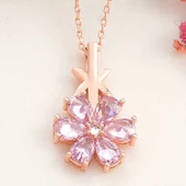 Lucky Life 925 Ayar Gumuss Rose Pembe Sevgi Çiçeği Lucky Life Lucky Life Lucky Life Kadın Kolye - 1