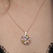 Lucky Life 925 Ayar Gumuss Rose Renkli Çiçek Kişiye Özel Lucky Life Lucky Life Kadın Kolye - 9