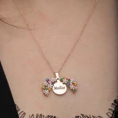 Lucky Life 925 Ayar Gumuss Rose Renkli Çiçek Kişiye Özel Lucky Life Lucky Life Kadın Kolye - 3