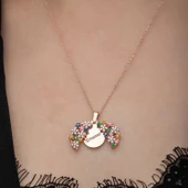 Lucky Life 925 Ayar Gumuss Rose Renkli Çiçek Kişiye Özel Lucky Life Lucky Life Kadın Kolye - 5