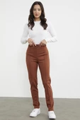 Yüksek Bel  Önü Dikişli Tayt - Kahve thumbnail 1