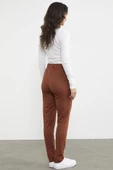 Yüksek Bel  Önü Dikişli Tayt - Kahve thumbnail 6