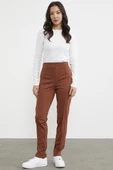 Yüksek Bel  Önü Dikişli Tayt - Kahve thumbnail 2