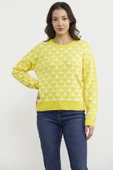 Kalp Desenli Sıfır Yaka Triko Kazak - Sarı thumbnail 1