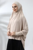 Bej Hazır Pratik Sultanbaş Tesettür Kollu Penye Sufle Eşarp Hijab - 4