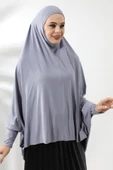 Gri Hazır Pratik Sultanbaş Tesettür Kollu Penye Sufle Eşarp Hijab thumbnail 4
