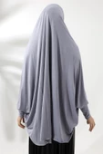 Gri Hazır Pratik Sultanbaş Tesettür Kollu Penye Sufle Eşarp Hijab thumbnail 3