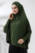 Haki Hazır Pratik Sultanbaş Tesettür Kollu Penye Sufle Eşarp Hijab - 5