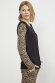 Leopar Düğmeli Yaka Pijama Takım - Siyah - 5