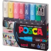 Uni Posca 0.7 Su Bazlı Poster Markörü Anarenk 8li - 1