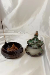 Geri Akış Tütsülük Ters Akış Konik Çubuk Tütsü Seramik Feng Sui Budha thumbnail 2