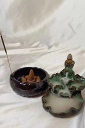 Geri Akış Tütsülük Ters Akış Konik Çubuk Tütsü Seramik Feng Sui Budha thumbnail 8