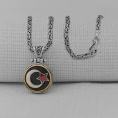 Ayyıldız Tasarımlı Ortası Dönen Kral Zincirli 925 Ayar Gümüş Kolye thumbnail 1