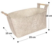 Keçe Tahta Saplı Düzenleyici Sepet - Çok Amaçlı Saklama Kutu Maxi Kahve 25x18x15Cm-103709-KASA-238 thumbnail 3