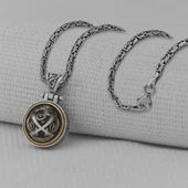 Ali Yazılı Zülfikar Kılıç Tasarımlı Ortası Dönen Kral Zincirli 925 Ayar Gümüş Kolye thumbnail 2