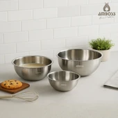 Amboss Satin 3 Parça Paslanmaz Çelik Karıştırma Kabı - 1