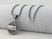 Hasbiyallah Yazılı Ortası Dönen 925 Ayar Gümüş Kolye thumbnail 4