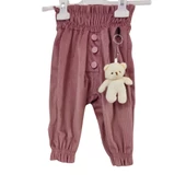 CANBİX DÜĞMELİ AYICIKLI KIZ BEBEK KADİFE PANTOLON - 2