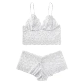ASM1273 Kadın 2 Lİ Ekru Kapsız Ic Astarlı Dantel Bralet Şortlu Takım - 3