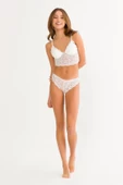 ASM1269 Kadın 2 Lİ Ekru Kapsız Ic Astarlı Dantel Bralet Tanga Takım - 5