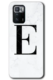 Poco x3 GT Kılıf HD Desen Baskılı Arka Kapak - Beyaz Mermer Desenli E Harfi - 1