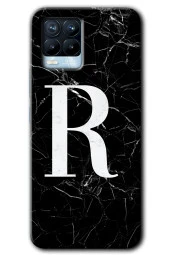 Realme 8 Pro Kılıf HD Desen Baskılı Arka Kapak - Siyah Mermer Desenli R Harfi - 1