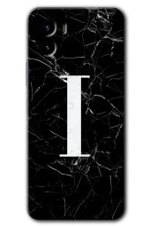 Vivo Y15s Kılıf HD Desen Baskılı Arka Kapak - Siyah Mermer Desenli I Harfi - 1