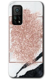 Xiaomi Mi 10T Kılıf HD Desen Baskılı Arka Kapak - Simli Mermer - 1