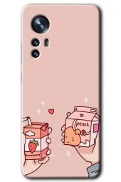 Xiaomi Mi 12 Pro Kılıf HD Desen Baskılı Arka Kapak - Meyveli Süt - 1