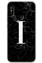 Mi Max 3 Kılıf HD Desen Baskılı Arka Kapak - Siyah Mermer Desenli İ Harfi - 1