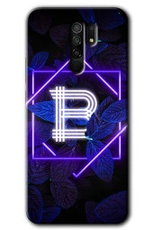 Redmi 9 Kılıf HD Desen Baskılı Arka Kapak - Dark Neon Yaprak B Harfi - 1