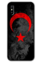 Redmi 9A Kılıf HD Desen Baskılı Arka Kapak - Black Ayyıldız - 1
