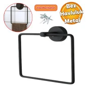 Vidalı Kare Siyah Havluluk Lavabo Banyo Mutfak Aparat Standı Bez Havlu Askısı Paslanmaz Metal thumbnail 1
