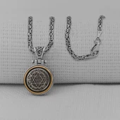 Mührü Süleyman Ortası Dönen Kral Zincirli 925 Ayar Gümüş Kolye thumbnail 1