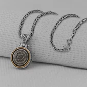 Mührü Süleyman Ortası Dönen Kral Zincirli 925 Ayar Gümüş Kolye thumbnail 2