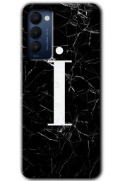 Tecno Camon 18P Kılıf HD Desen Baskılı Arka Kapak - Siyah Mermer Desenli İ Harfi - 1