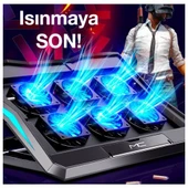 Polham Ultra Sessiz 6 Fanlı Laptop Soğutucu Stand, Led Işıklı Gaming Laptop Soğutucu 6 Kademeli - 3