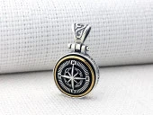 Ortası Dönen 925 Ayar Gümüş Pusula Kolye Ucu thumbnail 1