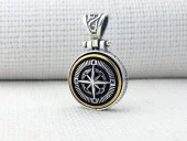 Ortası Dönen 925 Ayar Gümüş Pusula Kolye Ucu thumbnail 2