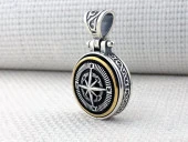 Ortası Dönen 925 Ayar Gümüş Pusula Kolye Ucu thumbnail 3