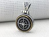 Ortası Dönen 925 Ayar Gümüş Pusula Kolye Ucu thumbnail 4